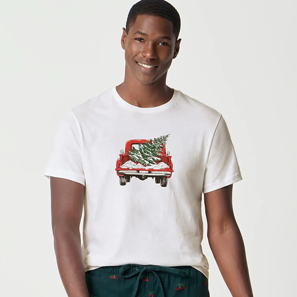 J.Crew Holiday tree‎ and truck graphic tee Men's Size M NWT Christmas Festive